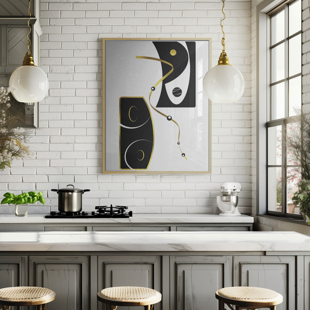 Black & White Abstract No. 2 | gold Poster